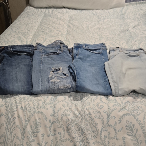 American Eagle Outfitters Blue Skinny Jeans Distressed Denim - Picture 1 of 5